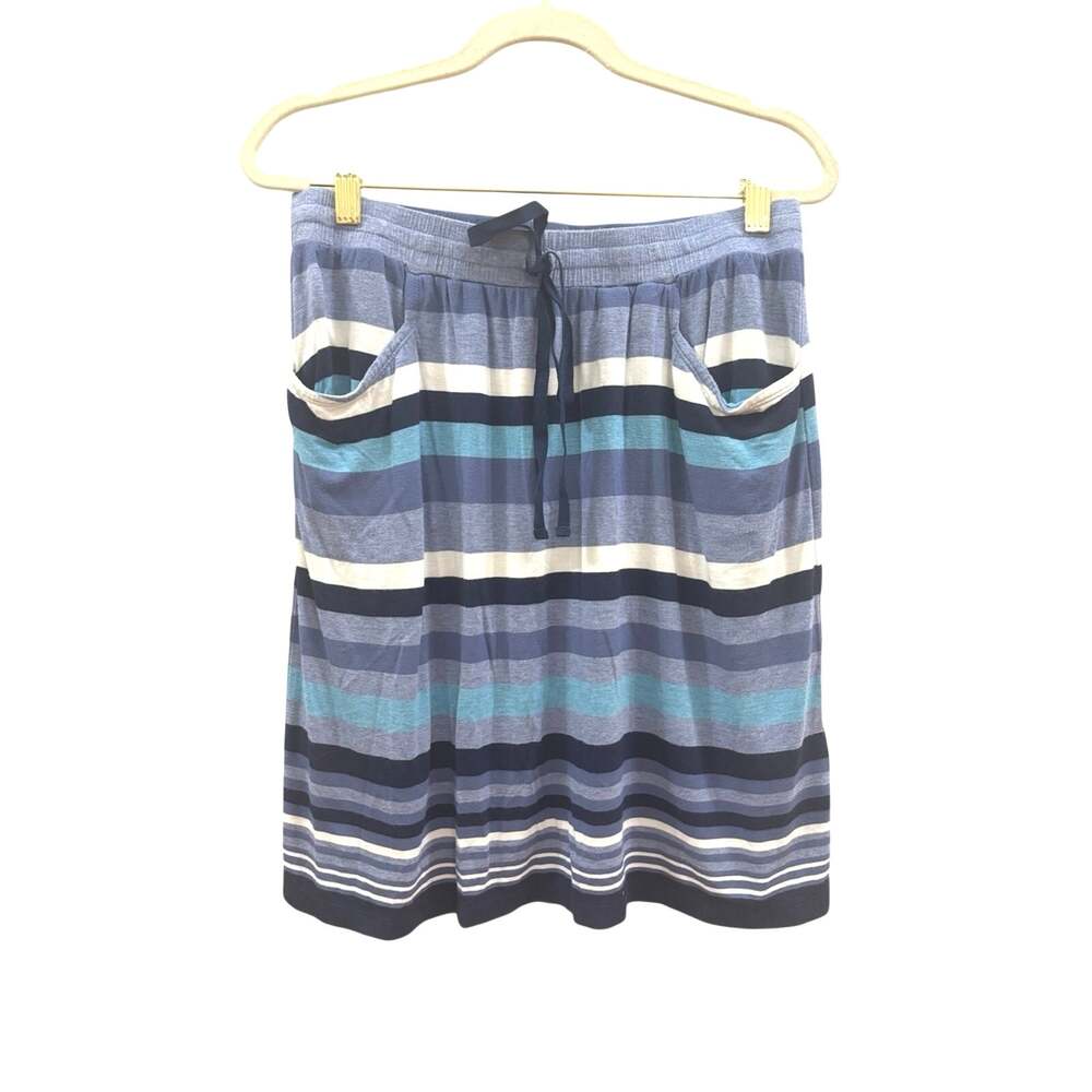 Max studio Blue Striped Pull-On Pocket Skirt medium